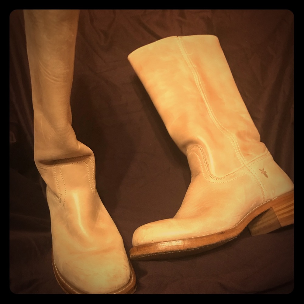 Frye Motorcycle Boots. Size 10. Creamy leather.